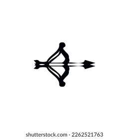 Icono de arco y flecha. Símbolo de fondo de afiche de caza de estilo simple. Elemento de diseño de logotipo de marca de flecha y reverso. Impresión de camisetas con arco y flecha. vector para pegatina.
