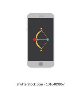 Bow with arrow icon in a smartphone, vector illustration design. Love collection.