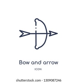 bow and arrow icon from stone age outline collection. Thin line bow and arrow icon isolated on white background.