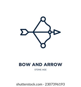 bow and arrow icon from stone age collection. Thin linear bow and arrow, arrow, bow outline icon isolated on white background. Line vector bow and arrow sign, symbol for web and mobile