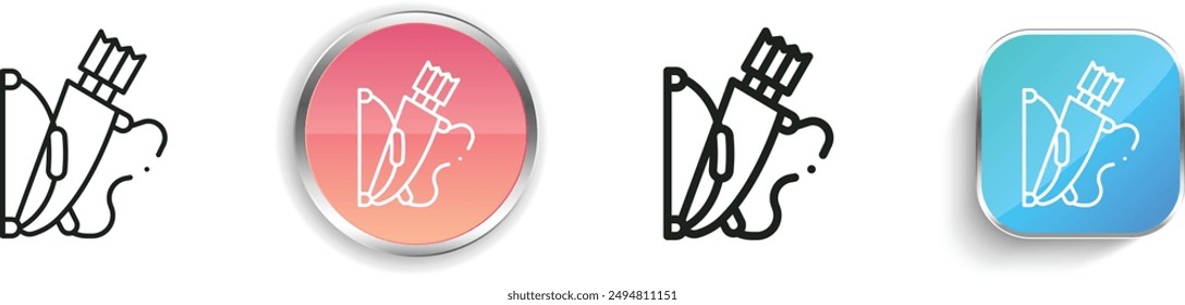 bow and arrow icon. Thin Linear, Regular and Button Style Design Isolated On White Background