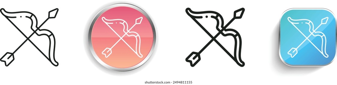 bow and arrow icon. Thin Linear, Regular and Button Style Design Isolated On White Background