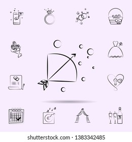 Bow and arrow icon. Universal set of wedding for website design and development, app development