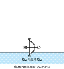 Bow with arrow icon. Valentine weapon sign. Circles seamless pattern. Background with icon. Vector