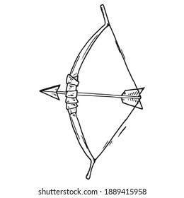 Bow and arrow icon. Vector cartoon hunting bow with arrows.