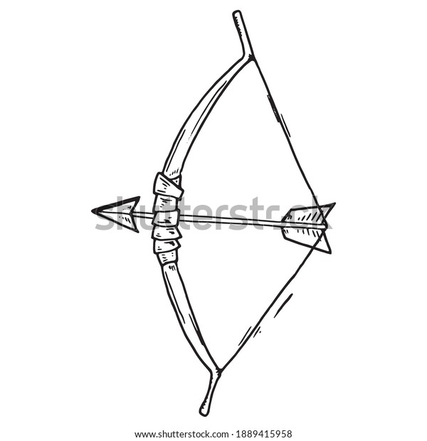 Bow and arrow icon. Vector cartoon hunting bow\
with arrows.