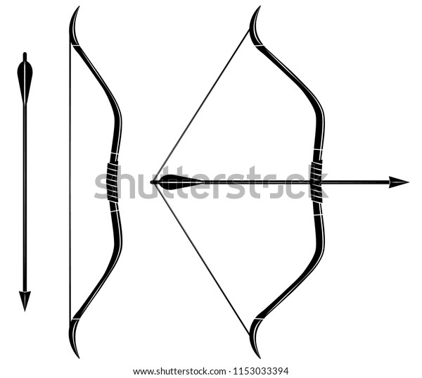 Bow\
and arrow icon vector illustration. Stretched\
bow.