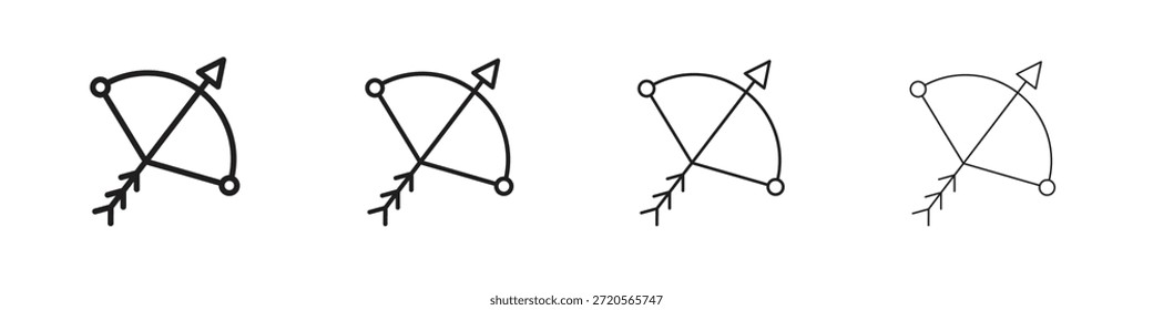 Iconos de flecha de arco diseñados en estilo de contorno, línea y trazo