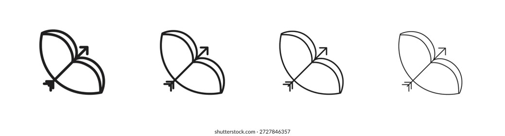 Colección de Vector de línea de iconos de flecha de arco. Icono de Vector perfecto de píxeles