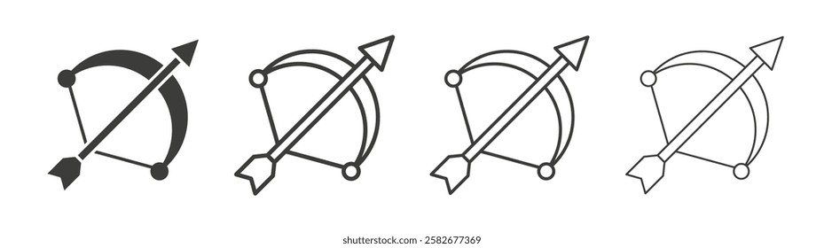 Bow arrow icons set vectors graphic designs