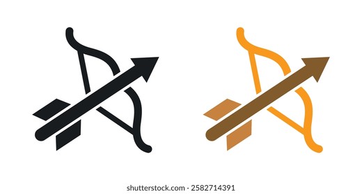 Bow arrow icons set vectors black and colored style
