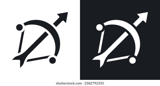 Bow arrow icons set vectors black and colored style