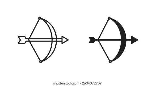 Bow arrow icons. thin line vector icons