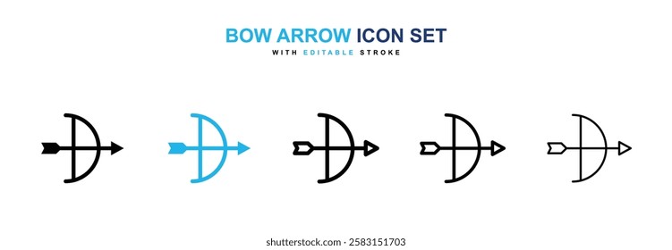 Bow arrow icons vector collection in black and blue colors on white background