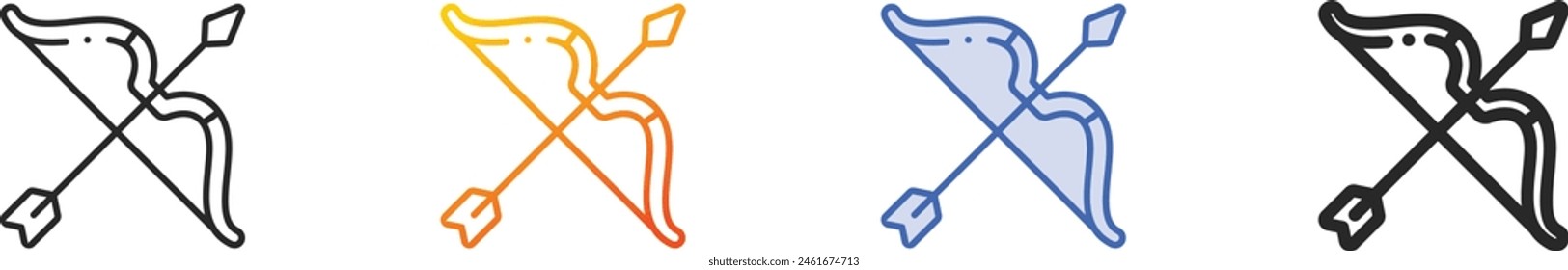 bow and arrow icon.Thin Linear, Gradient, Blue Stroke and bold Style Design Isolated On White Background