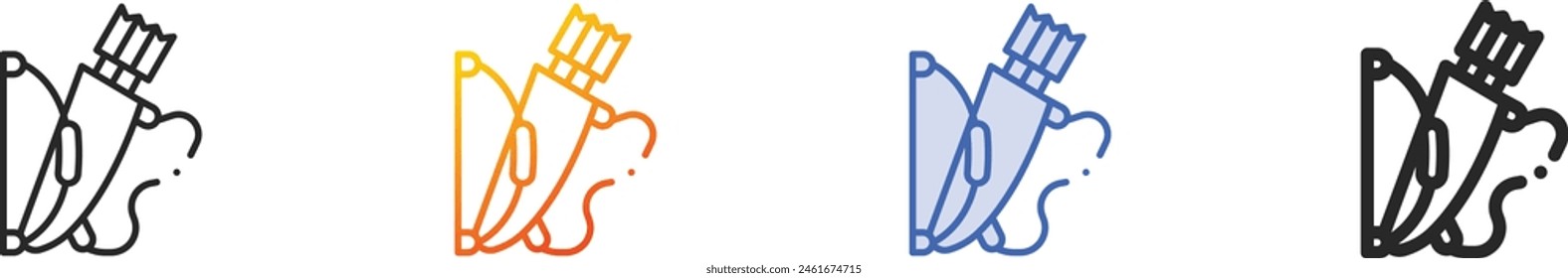 bow and arrow icon.Thin Linear, Gradient, Blue Stroke and bold Style Design Isolated On White Background