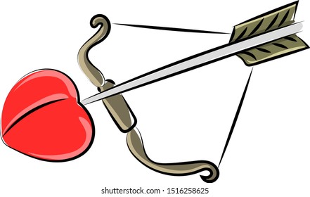 Bow y flecha, ilustración, vector sobre fondo blanco.