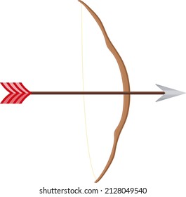 Bow and arrow, illustration, vector on a white background.