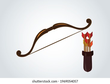 Bow and arrow in isolated background, good concept for advertisement, sports, aim 