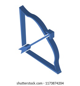 Bow and arrow isometric left top view 3D icon