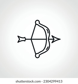 bow with arrow line icon. bow with arrow web linear icon.