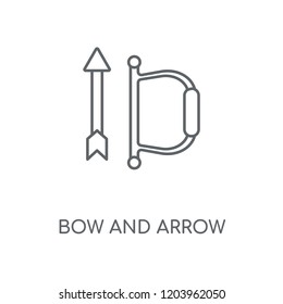 Bow and arrow linear icon. Bow and arrow concept stroke symbol design. Thin graphic elements vector illustration, outline pattern on a white background, eps 10.