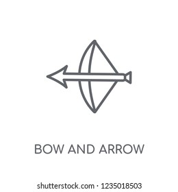 Bow and arrow linear icon. Modern outline Bow and arrow logo concept on white background from Fairy Tale collection. Suitable for use on web apps, mobile apps and print media.