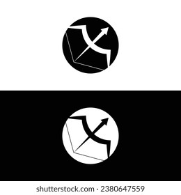 Bow and Arrow Logo Design. Black and White Logo. Usable for Business Logos. Flat Vector Logo Design Template