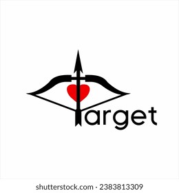 Bow and arrow logo design with heart symbol and word "Target".