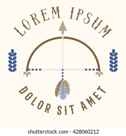 Bow and arrow logotype, vector bohemian template