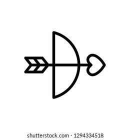Bow and arrow love heart icon. Valentines Day.