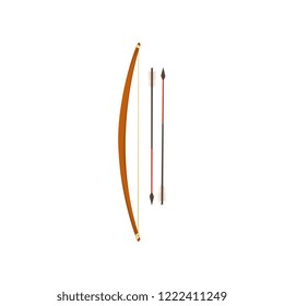 Bow and arrow, Maya civilization weapon, American tribal culture element vector Illustration on a white background