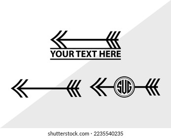 Bow And Arrow Monogram Vector Illustration Silhouette