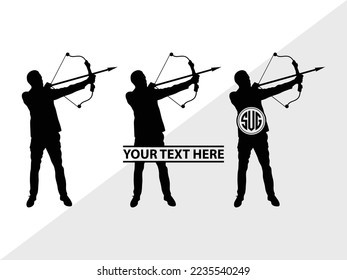 Bow And Arrow Monogram Vector Illustration Silhouette