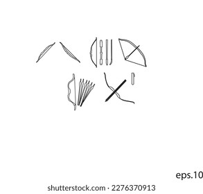 bow and arrow one line drawing isolated, vector 2023