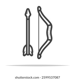 Bow and arrow outline icon transparent vector isolated