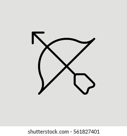 Bow Arrow Outline Vector Icon