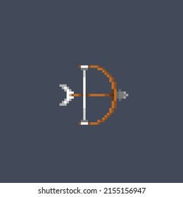 bow with arrow in pixel art style
