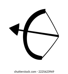 Ilustración vectorial de silueta de arco y flecha. Aislado sobre fondo blanco