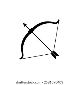 Bow and arrow silhouette vector illustration on white background