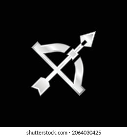 Bow And Arrow silver plated metallic icon