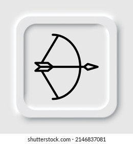 Bow and arrow simple icon. Flat design. Neumorphism design.ai