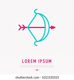 Bow with arrow thin line icon. Modern vector illustration of Cupid's weapon at Valentine's day.