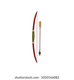 Bow and arrow, traditional weapon of native American Indian vector Illustrationon a white background