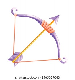 Bow and arrow vector cartoon illustration isolated on white background