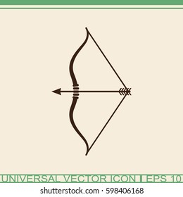 Bow and arrow vector icon. Cupid symbol.