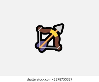 Bow and arrow vector icon. Emoji illustration. Isolated Archery vector emoticon
