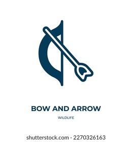 bow and arrow vector icon. bow and arrow, arrow, bow filled icons from flat wildlife concept. Isolated black glyph icon, vector illustration symbol element for web design and mobile apps