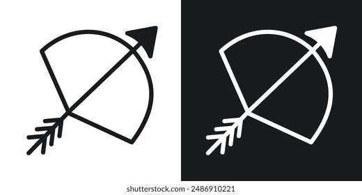 Bow arrow vector icon set in solid black and white color