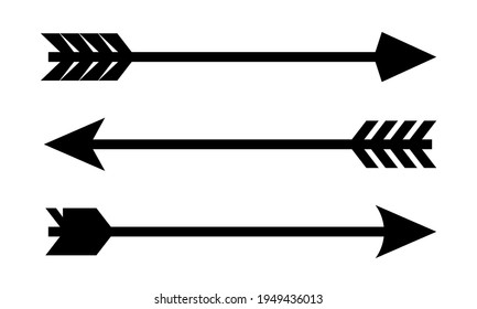 Bow Arrow Vector Icon. Arrow In Vintage Style. Decorative Arrows Collection Isolated On White Background. Vector Illustration.